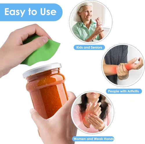 Miniatura 3 de Abridor de tarros de goma, 4 piezas para manos débiles, almohadilla de agarre de goma para personas mayores con artritis, posavasos de cocina