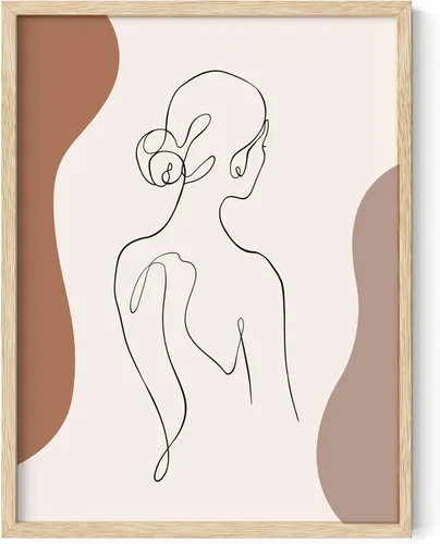 HAUS AND HUES Arte de pared minimalista de una línea: póster feminista moderno, elegante impresión de contorno de mujer, decoración artística Mujer