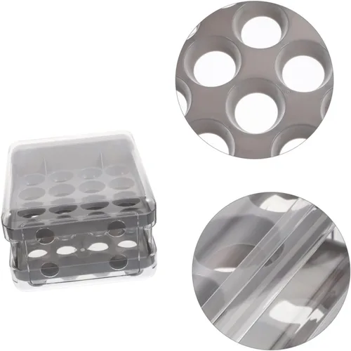 Miniatura 6 de Caja de almacenamiento para huevos estilo cajón de huevos 32 compartimentos reutilizable almacenamiento de cocina Gris