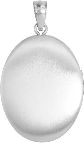 Miniatura 4 de Plata de Ley Collar con camafeo Oval Scroll etcing con 2corazones 1132inch