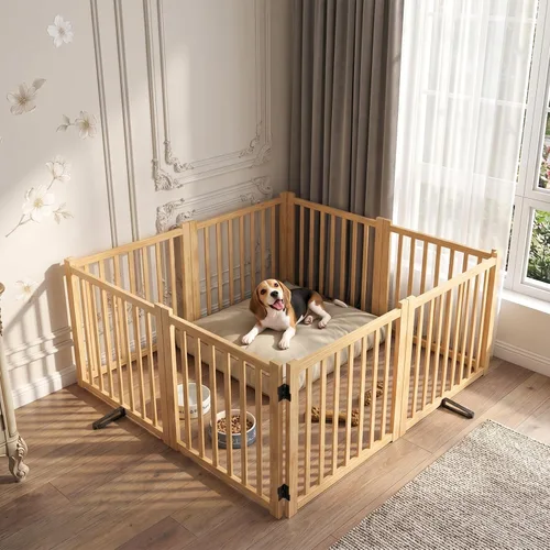 Miniatura 10 de YOCAN Puertas independientes de madera no pintadas para perros, para la casa, puertas, escaleras, vallas de madera para perros para interiores