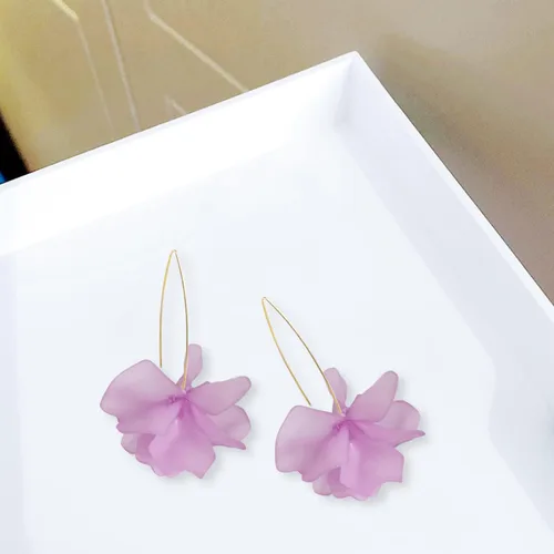 Miniatura 6 de Pendientes colgantes de pétalos de flores de resina bohemia, hechos a mano, grandes y largos, con forma de rosa, de acrílico, para fiesta de verano