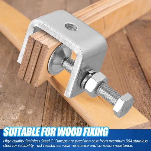 Miniatura 4 de Lounsweer 40 abrazaderas C de acero inoxidable resistentes de 1 3/16 pulgadas con apertura de mandíbula ancha estable, abrazaderas de tornillo