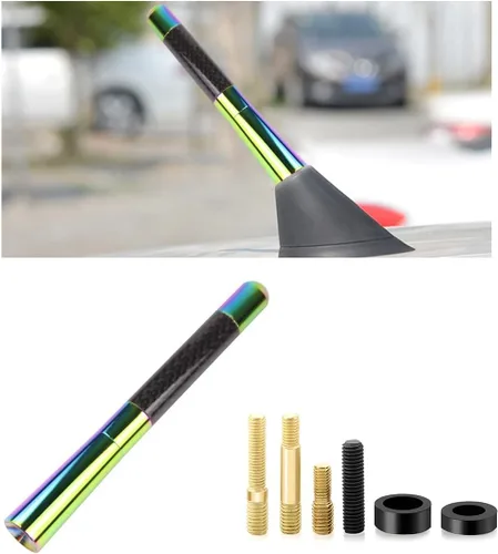 Miniatura 11 de KVAEY Antena corta para automóvil, antena aérea de aluminio rechoncha de 1.37 pulgadas con 4 tornillos y 2 juntas de goma, repuesto de antena de Azul