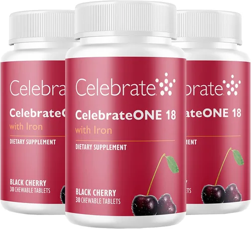 Celebrate Vitamins CelebrateONE - 18 masticables de hierro, 18 mg de hierro, multivitamínico bariátrico una vez al día, vitaminas y minerales