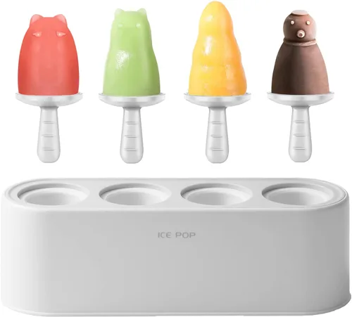 Miniatura 12 de Juego de 4 moldes para paletas caseras de silicona, moldes para helados, de fácil liberación, reutilizables, moldes para hacer bricolaje