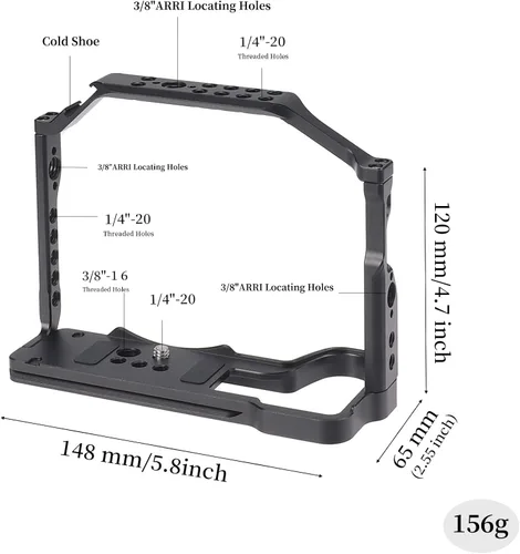 Miniatura 5 de Fotga Jaula de cámara de aluminio + asa superior para Panasonic Lumix S5II S5 Mark II G9II G9 Mark II sin espejo DSLR cámara haciendo videoclips