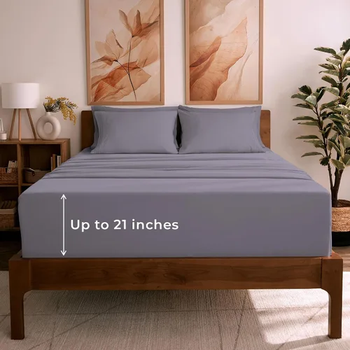 Miniatura 48 de Mellanni Juego de Sábanas Split King - Colección Icónica de 7 Piezas para Ropa de Cama, (Incluye 4 Fundas de Almohada), Bolsillo Profundo de 16 1394