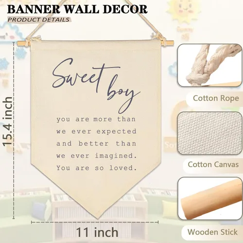 Miniatura 6 de Pancarta Dulce Niño-Bebé Regalo Ducha de Bebé-Bandera Decoración Regalos para Niños Recién Nacidos-Pancarta Letrero de Pared Regalo para Guardería