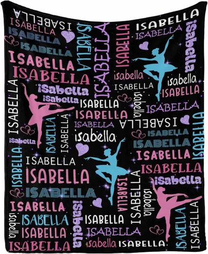 InterestPrint Mantas personalizadas para niños con nombres, manta suave de ballet con nombre personalizado para niña y mujer