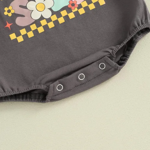 Miniatura 5 de Mameluco de manga corta para bebé recién nacido, niña y niño, con estampado de letras
