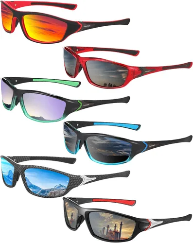 Frienda Paquete de 6 Lentes de Sol Polarizados para Deportes para Hombre, Multipack, Se Ajustan sobre Lentes, Paquete de Lote, Set de Lentes de
