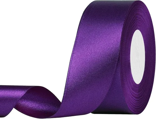 SHOWIN - Cinta de satén morada de doble cara de 1 1/2 pulgadas x 50 yardas continuas para envoltura de regalos, decoración de boda y ramos florales