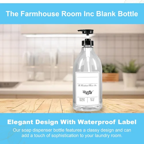 Miniatura 2 de The Farmhouse Room Inc. Dispensador de Jabón para Baño - Dispensador de Botella de Bomba para Detergente Líquido de Lavandería - Plástico PET Libre