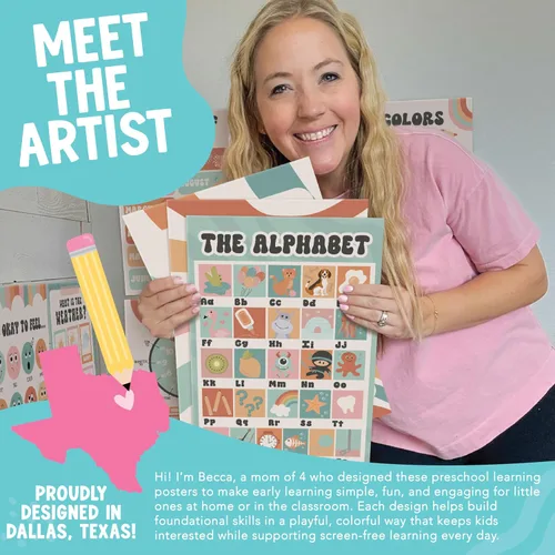 Miniatura 2 de Hadley Designs 16 pósters educativos laminados para niños pequeños de 1 a 3 años, pósters de aprendizaje para niños pequeños para preescolar