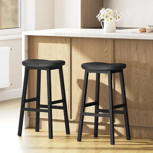 Miniatura 4 de YATINEY Juego de 2 taburetes de bar, sillas de bar, taburetes de silla de montar con superficie curva, taburetes de cocina de altura de mostrador