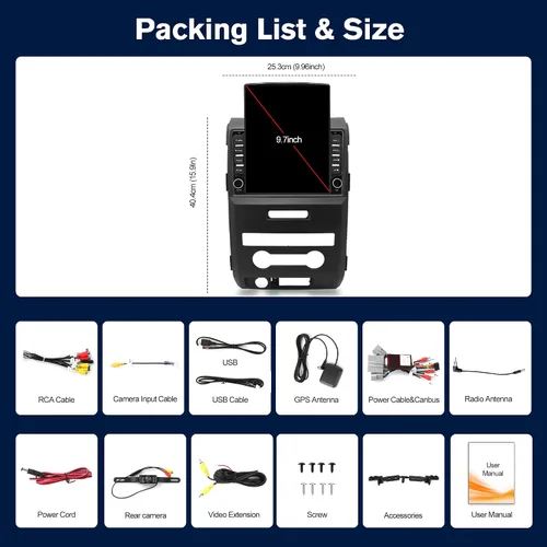 Miniatura 8 de 【4G + 64GB】 Radio estéreo de coche para Ford F150 2009-2014, Android 13 Wireless Carplay y Android Auto con pantalla táctil IPS de 9.7 pulgadas
