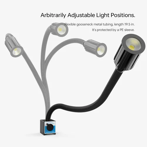 Miniatura 4 de Luz de trabajo magnética LED, 1200 lúmenes, 19.5 pulgadas, lámpara de trabajo de cuello de cisne flexible con base magnética fuerte para máquinas