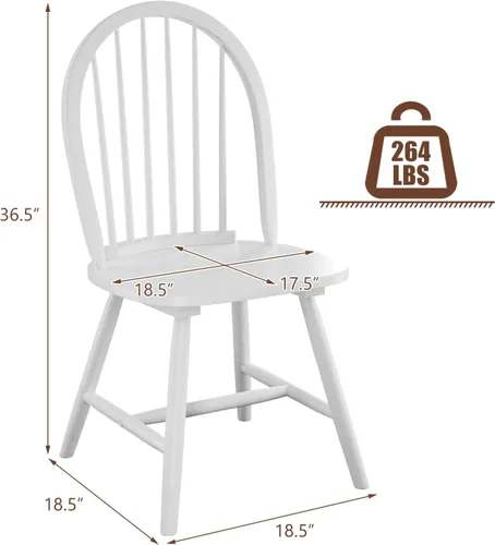 Miniatura 3 de POWERSTONE Juego de 6 sillas de comedor, sillas Windsor de madera con respaldo de husillo, silla de comedor de granja, silla de cocina, color blanco