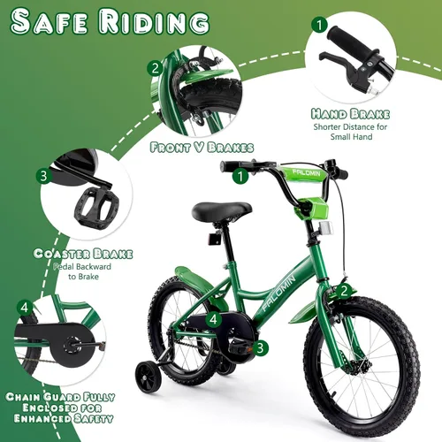 Miniatura 4 de 14/16/18 Inch Children’s Bike for Toddlers Kids Ages 3-9, Safe Non-Slip Tires, Removable Training Wheels, Coaster Brake, Easy Assembly, Perfect for