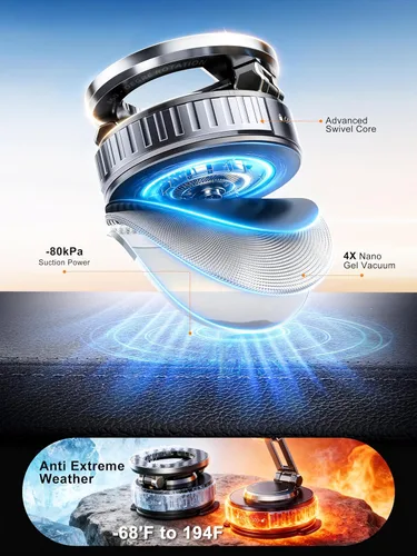 Miniatura 5 de snanlen 2026 Soporte de Teléfono para Coche Actualizado para Magsafe [Sución Más Fuerte de 108LBS] Soportes Magnéticos de Vacío Ajustables 360°
