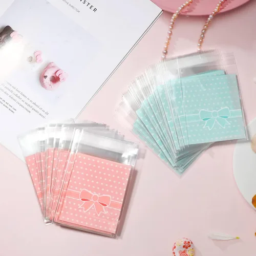 Miniatura 3 de NUOMI 200 bolsas autoadhesivas de color rosa para galletas, bolsas de celofán resellables para regalo, bolsas de polietileno de 3.9 x 3.1 pulgadas