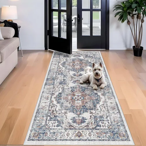 Miniatura 118 de Alfombra lavable para pasillo - 2x7 alfombras de cocina, alfombra para entrada, alfombra vintage, suave, alfombra antideslizante para piso, alfombra
