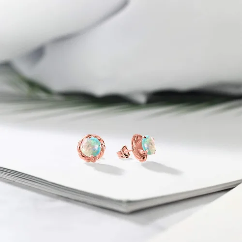 Miniatura 57 de Gem Stone King Aretes de plata de ley 925 de 0.236 in con piedra natal redonda para mujer