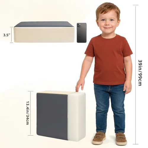 Miniatura 5 de Eiury Asiento elevador para niños pequeños, silla de comedor para cocina, cojín de poliuretano impermeable, antiarañazos, parte inferior Gris oscuro