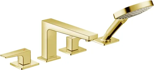 Miniatura 3 de hansgrohe Metropol 32557821 - Juego de grifo de bañera independiente con 2 asas y 19 pulgadas de ancho en níquel cepillado cepillado níquel