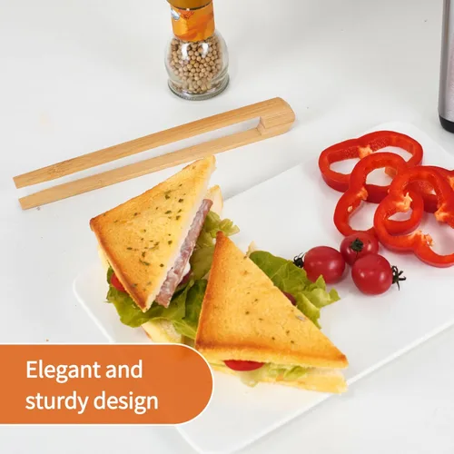 Miniatura 4 de Jowmoy 2 piezas con imán de pinzas de bambú natural para tostadas, pinzas para tostadas, pinzas de bambú, diseño antideslizante, para tostadora, 4