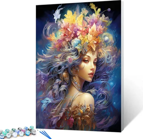 Miniatura 16 de Tucocoo Kit de pintura por números de flores para mujer, con pinceles y pigmento acrílico sobre lienzo para adultos, proyecto de manualidades