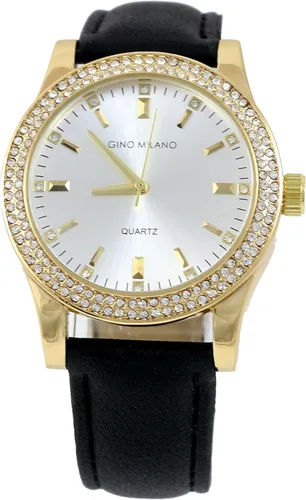 Miniatura 3 de Gino Milano Elegant Women's Leather Band Watch & Matching Tri-Fold Wallet Set - Stylish Gold Watch with Leather Clutch - Perfect Wallet Set for