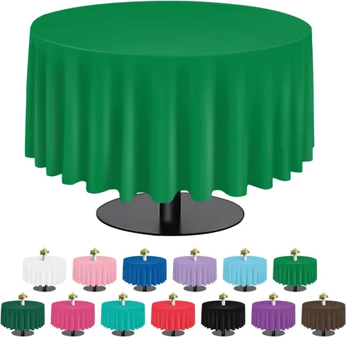 Miniatura 37 de tujol Paquete de 6 manteles de plástico de 84 pulgadas, manteles redondos desechables, manteles de plástico para fiestas