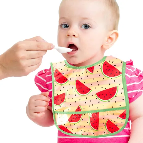 Miniatura 4 de Juego de 6 baberos de alimentación para bebés con bolsillo recolector de migas, ajustables, impermeables, sin mangas, juego de baberos para la Rosa