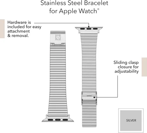 Miniatura 17 de Anne Klein Correa de acero inoxidable para Apple Watch, segura, ajustable, correa de repuesto para Apple Watch, se adapta a la mayoría de muñecas