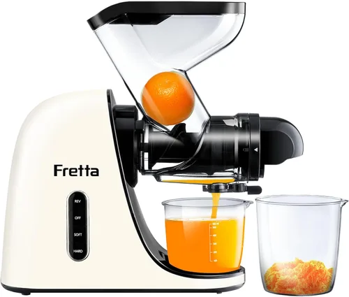 Miniatura 10 de Fretta - Exprimidor de prensado en frío, sin BPA, máquina de exprimidor de verduras y frutas, canal de alimentación de 3 pulgadas de ancho, fácil