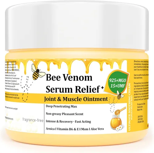 Natural Organic NZL Bee Venom Professional Serum Care, Joint & Muscle & Bone Cream Gel - For Back, Neck, Hand, Foot, Knee, Muscle, Shoulder, Hip,
