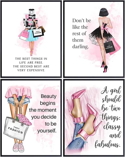 Miniatura 8 de Regalos inspiradores de aliento para mujeres, adolescentes y niñas – Arte de pared de diseñador glamoroso – Decoración de pared con citas positivas