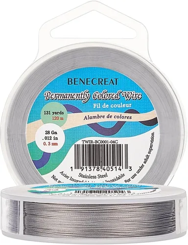 Miniatura 16 de BENECREAT 98 pies 0.02 pulgadas (0.5mm) alambre de cuentas de 7 hebras negro alambre de acero inoxidable recubierto de nailon para collar, pulsera