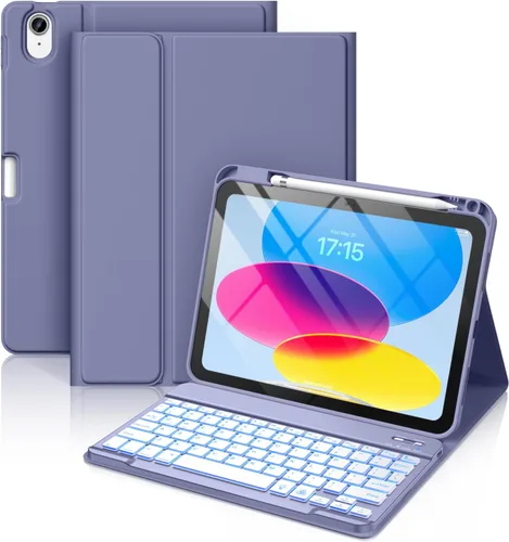 Miniatura 11 de Hamile Funda para iPad de 11ª y 10ª Generación con Teclado - 7 Colores Retroiluminados Inalámbrico Desmontable Funda Folio con Teclado y Soporte