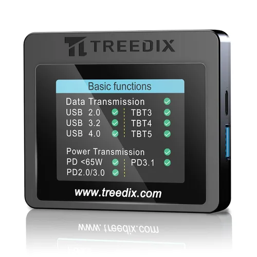 Treedix Probador de cables USB con pantalla a color de 2.4 pulgadas para lectura eMarker, detección PD 3.0/3.1, resistencia y verificación de