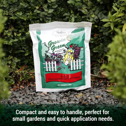 Miniatura 3 de Medina Growin Green Fertilizante granular orgánico – Bolsa de 5 libras – Potenciador de suelo rico en nutrientes 3-2-3 gránulos para jardines