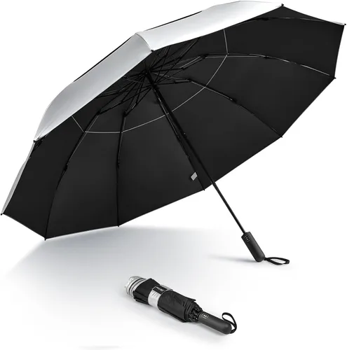 Miniatura 26 de G4Free Paraguas de golf grande de 42/46/54/62 pulgadas, paraguas compacto de viaje inverso, 10 varillas, resistente al viento para lluvia, doble
