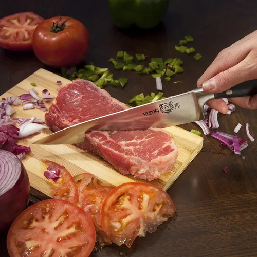 Miniatura 8 de Kuma Chef cuchillo de 8 pulgadas. Corta como un sueño. Mejor cuchillo de chef afiladísimo para tallar, rebanar y cortar en cubos. Mango ergonómico.