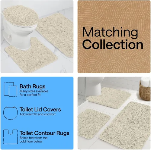 Miniatura 8 de Gorilla Grip - Tapete de baño de felpilla gruesa, suave y absorbente, secado rápido, de microfibra, con reverso de caucho, para piso de ducha, Nube