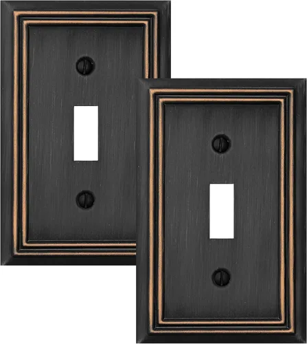 Miniatura 21 de OKAWYC Cubierta de Interruptor de Luz Doble Toggle/Decorador Individual Placa de Pared de Metal Adler, Paquete de 2 Bronce Envejecido 3 Gang