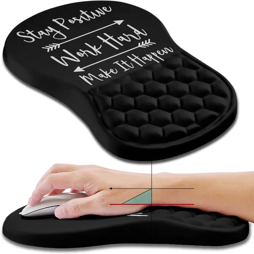 Miniatura 9 de Hokafenle Alfombrilla de ratón ergonómica con soporte para muñeca, alfombrilla con reposamuñecas para alivio del dolor del túnel carpiano