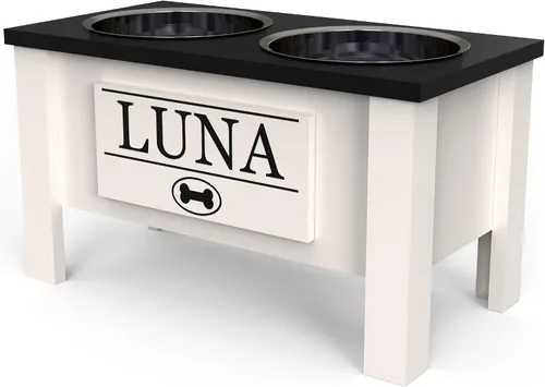 Miniatura 3 de GrooveThis Woodshop Soporte Personalizado de Cuenco Elevado para Perros de Tamaño Grande, Mediano, Pequeño y Extra Pequeño - Cuencos de Acero Negro