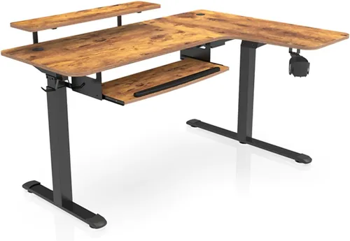 Miniatura 22 de EUREKA ERGONOMIC Escritorio eléctrico de pie en forma de L de 55 pulgadas, escritorio para juegos de computadora de altura ajustable con bandeja